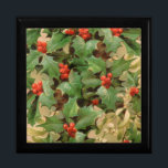 Holly Träd jul-Helgdag-Vintagen Minnesask<br><div class="desc">En vintage konst skriver ut mönster på julklappen för årshälsningar. Inbjudningar och önskemål till dina kära med den här teckningen mönster.</div>