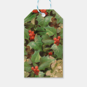 Holly Träd jul-Helgdag-Vintagen Presentetikett