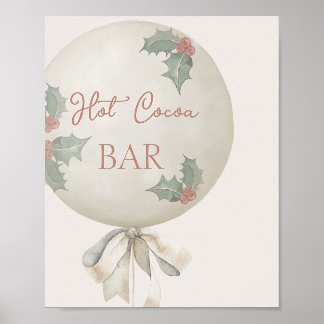Holly Vintage Balloon Birthday Hot Cocoa Bar Poster (Framsidan)