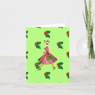 holly vintage christmas dam helgkort