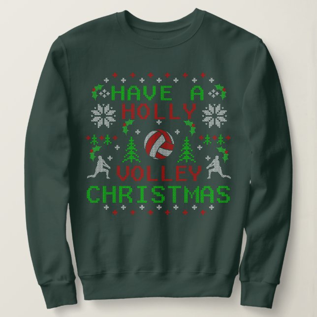Holly Volley Volleyball Ugly jul Sweater Art T Shirt (Design framsida)