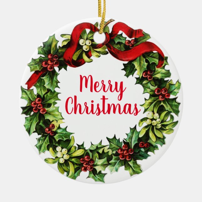 Holly Wandeand Calligraphy Julgransprydnad Keramik (Framsidan)