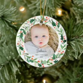 Holly Wandeans Baby 1:a julfoto Ornamet Julgransprydnad Keramik