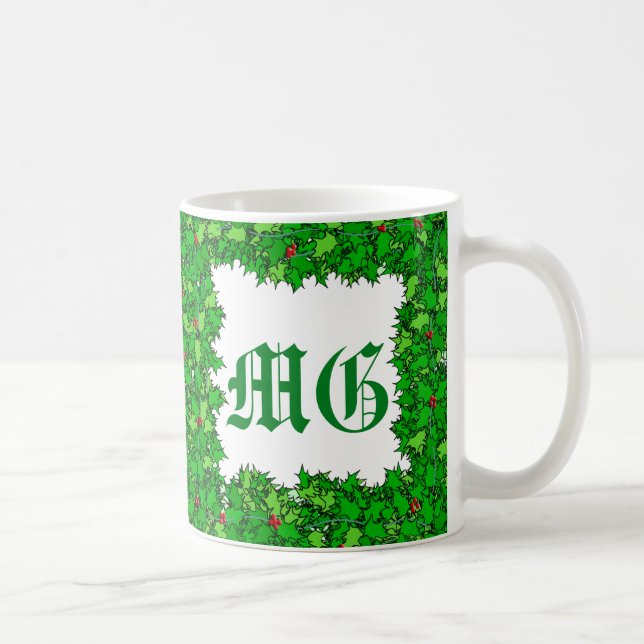 Holly Wandeans med Monogram, Mörk grönt Kaffemugg (Höger)