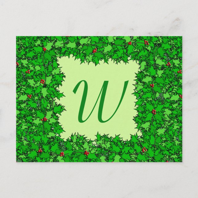 Holly Wandeans med Monogram, Mörk grönt Vykort (Framsida)
