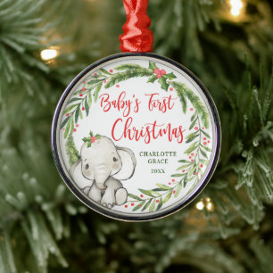 Holly WandeElephant Baby Första jul Julgransprydnad Metall
