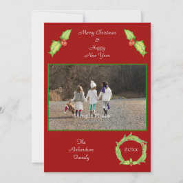 Holly WandeRed Red Grönt Personlig Photo Julkort