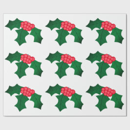 Holly White Wrapping Papper Presentpapper
