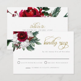HOLLY Winter jul Burgundy Blommigt OSA kort