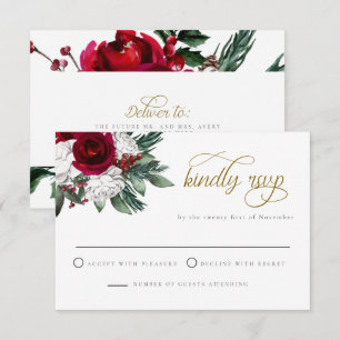 HOLLY Winter jul Burgundy Blommigt OSA kort