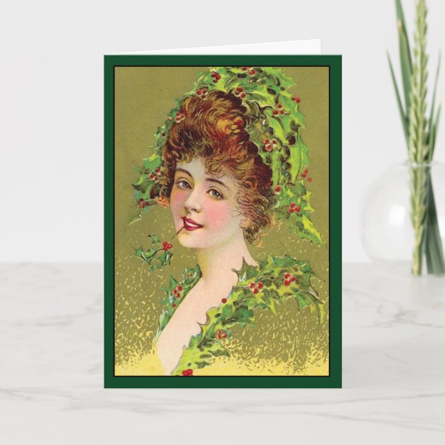 Holly Woman - Vintage-julkort Helgkort (Framsida)