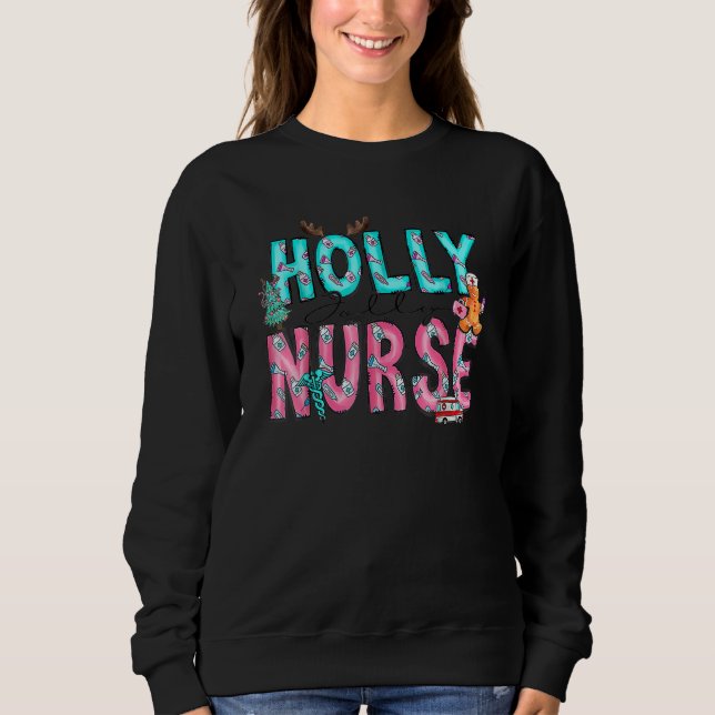Holly Xmas Jolly Nurse Christmas For Mens Womens T Shirt (Framsida)