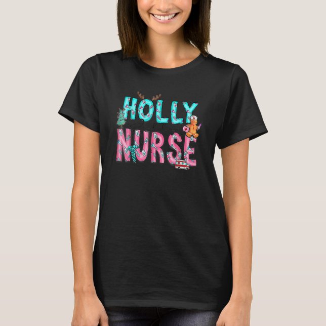 Holly Xmas Jolly Nurse Christmas For Mens Womens T Shirt (Framsida)