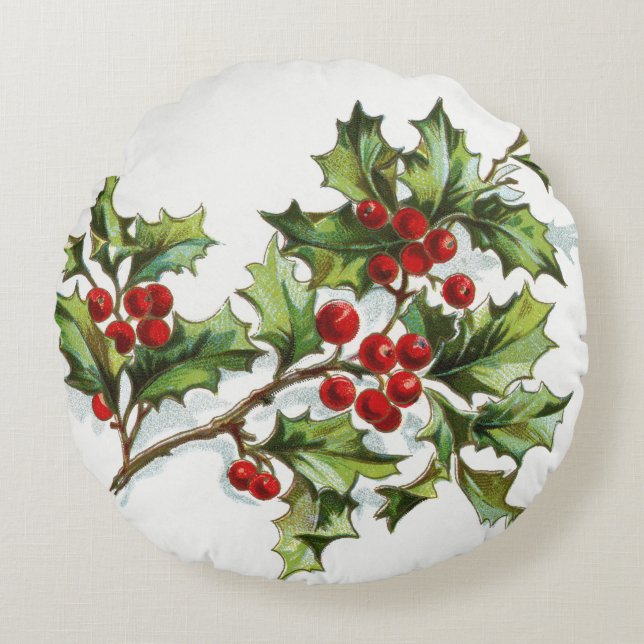 HollyBerries 001 Rund Kudde (Framsidan)
