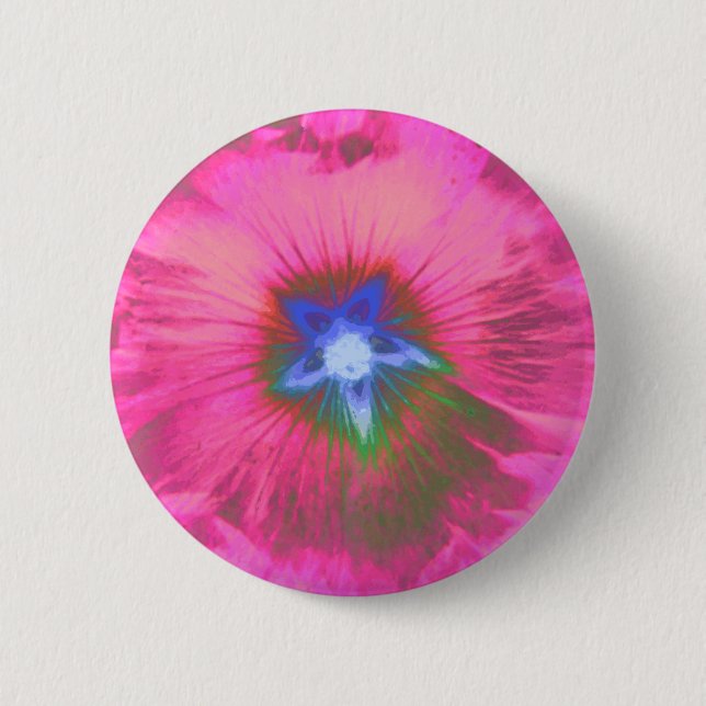 Hollyhcok Flower Rosa Velvet Button Knapp (Framsida)