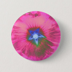 Hollyhcok Flower Rosa Velvet Button Knapp