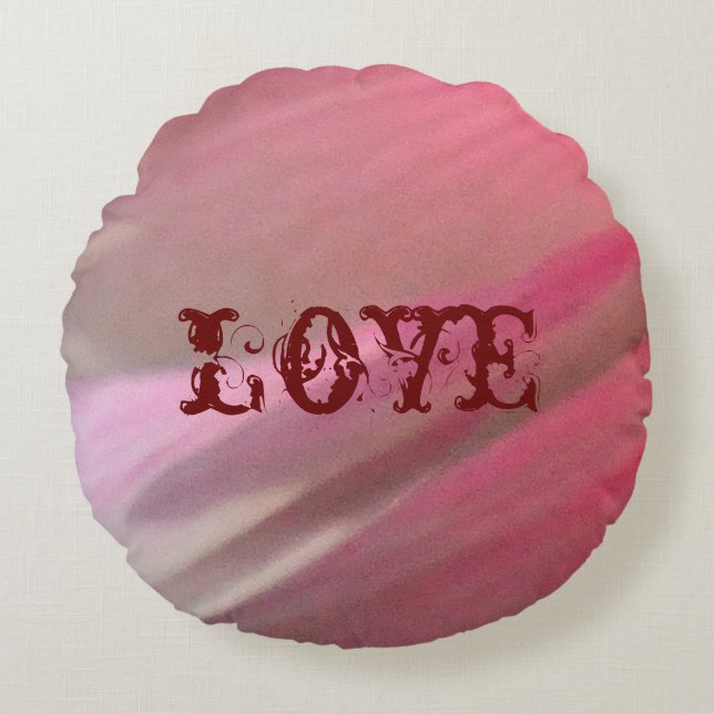 Hollyhock 10 abstrakt 3 rund kudde (Framsidan)