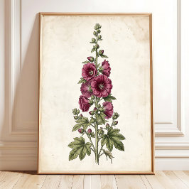 Hollyhock Cottagecore Väggkonst