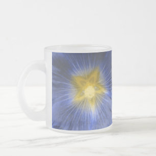Hollyhock Flower BeSnyn Blue Frosted Glass Mugg