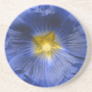Hollyhock Flower Bevackra Blue Underläggs Underlägg Sandsten