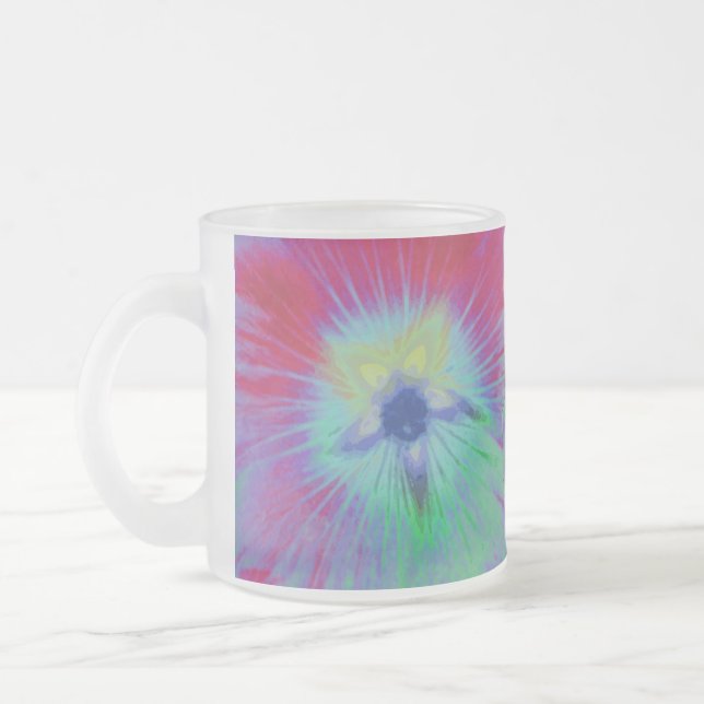 Hollyhock Flower Bright ljus Frosted Glass Mugg (Vänster)