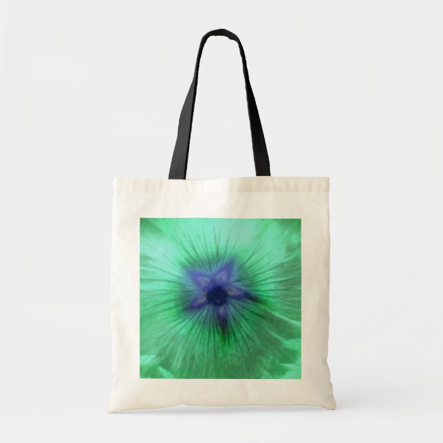 Hollyhock Flower Glowing Grönt Budget Tote Bag Tygkasse (Framsidan)