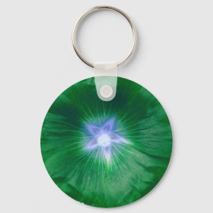 Hollyhock Flower Gorgous Grönt Keychain Nyckelring