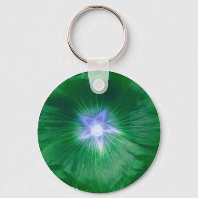Hollyhock Flower Gorgous Grönt Keychain Nyckelring (Framsida)