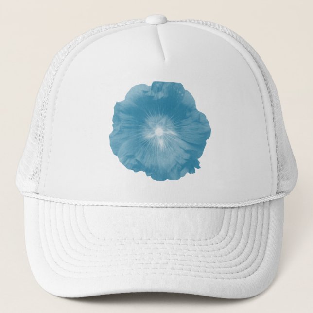 Hollyhock Flower Isig Blue Hat Keps (Framsida)