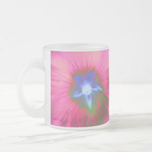 Hollyhock Flower Rosa Velvet Frosted Glass Mugg