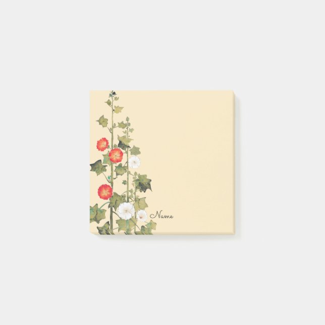 Hollyhock Flowers Art Post it Personal Note Pad Post-it Block (Framsida)