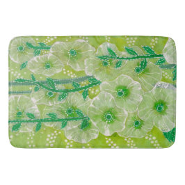 Hollyhock Mallow Malva Flowers Grönt Shades Blommi Badrumsmatta