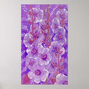 Hollyhock Mallow Malva Purpe Violet Flower Blommig Poster