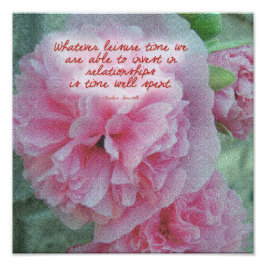 Hollyhock Rosa Flowers Quote Fototryck