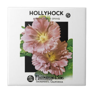 Hollyhock Vintage Seed Packet Kakelplatta