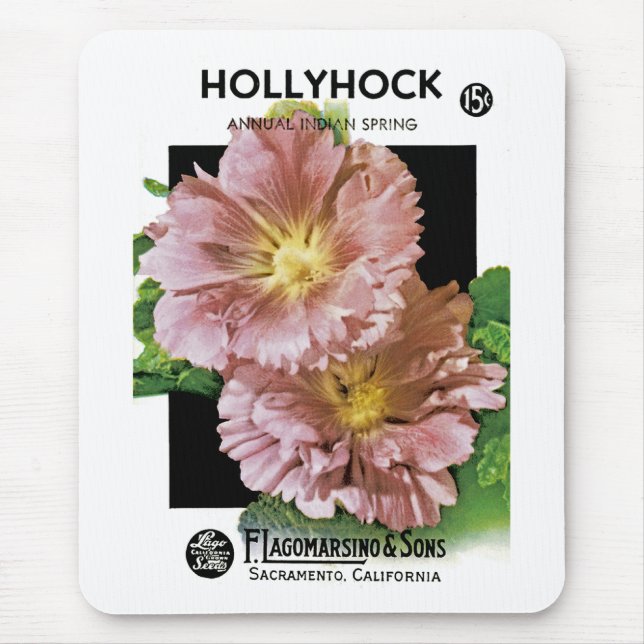 Hollyhock Vintage Seed Packet Musmatta (Framsidan)