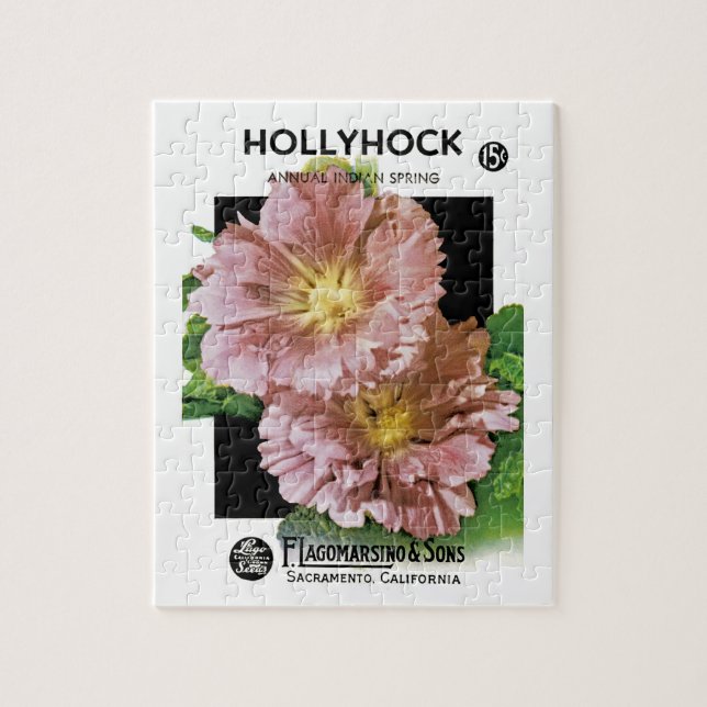 Hollyhock Vintage Seed Packet Pussel (Vertikal)