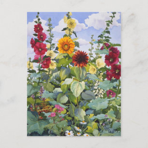 Hollyhocks and Sunblommor 2005 Vykort