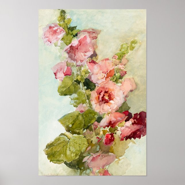 Hollyhocks av Franz Bischoff Poster (Framsidan)