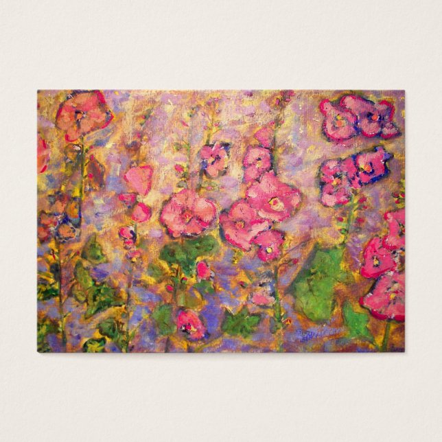 hollyhocks blomning visitkort (Framsidan)