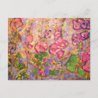 hollyhocks blomning vykort