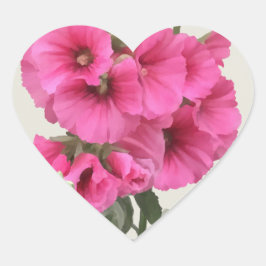 Hollyhocks Hjärtformat Klistermärke