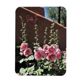 Hollyhocks och Adobe Santa Fe New mexico Magnet