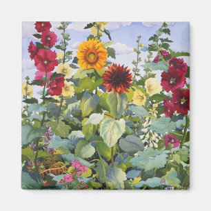 Hollyhocks och solrosor 2005 magnet