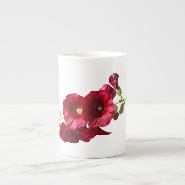 Hollyhocks skelett china mugg benporslin mugg (Framsidan)