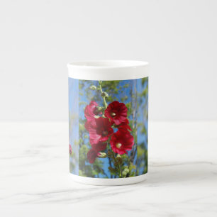 Hollyhocks skelett china mugg benporslin mugg
