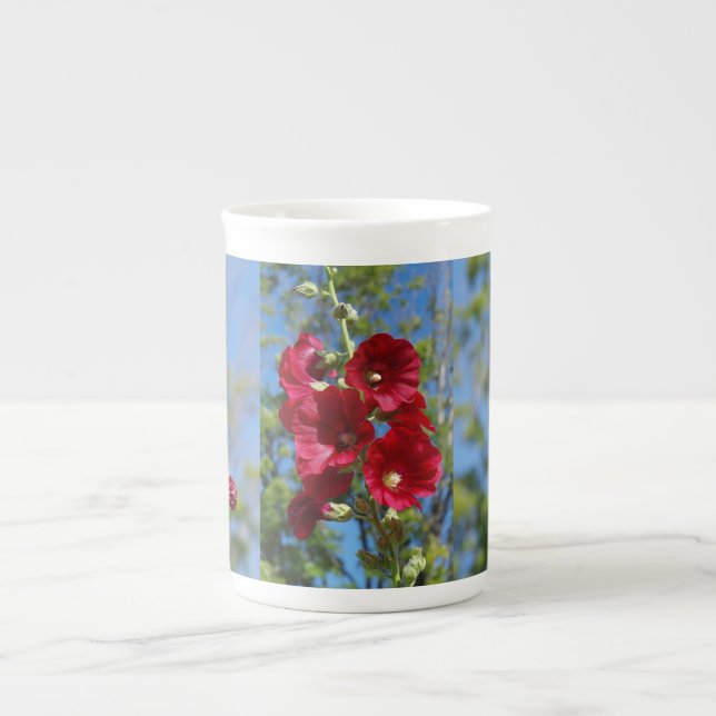 Hollyhocks skelett china mugg benporslin mugg (Framsidan)