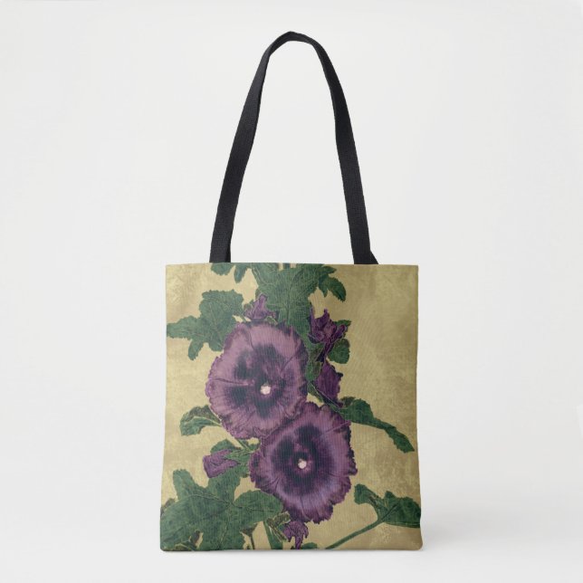 Hollyhocks Tote Bag Tygkasse (Framsida)