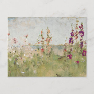 Hollyhocks vid havet vykort
