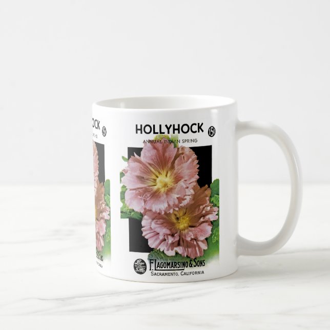 Hollyhockvintage kärnar ur paketet kaffemugg (Höger)